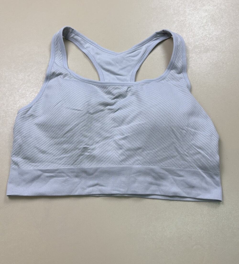 Member’s Mark Seamless Racerback Sports Bra XXL Soft Silver Medium Support NIP